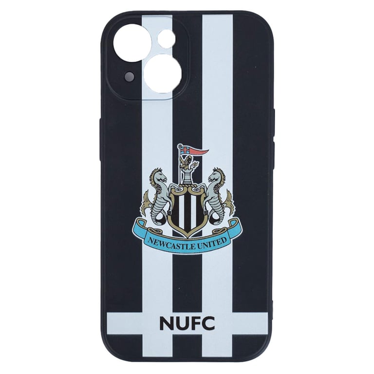 Newcastle United FC Striped Silicone iPhone 14 Case - Official Crest Design