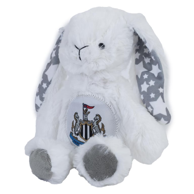 Newcastle United FC Plush Rabbit - Soft White Toy with NUFC Crest and Star Print Ears