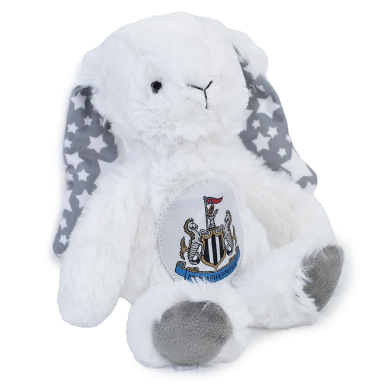 Newcastle United FC Plush Rabbit - Soft White Toy with NUFC Crest and Star Print Ears