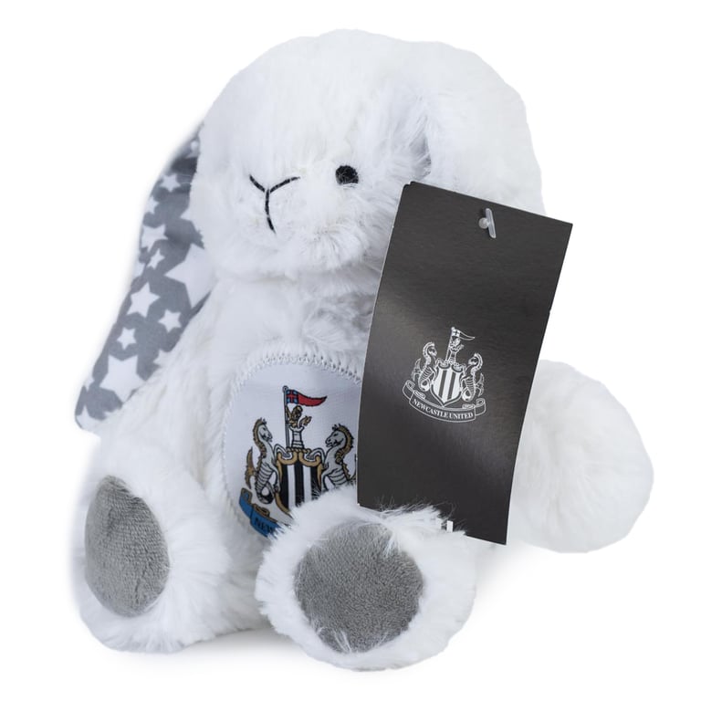 Newcastle United FC Plush Rabbit - Soft White Toy with NUFC Crest and Star Print Ears