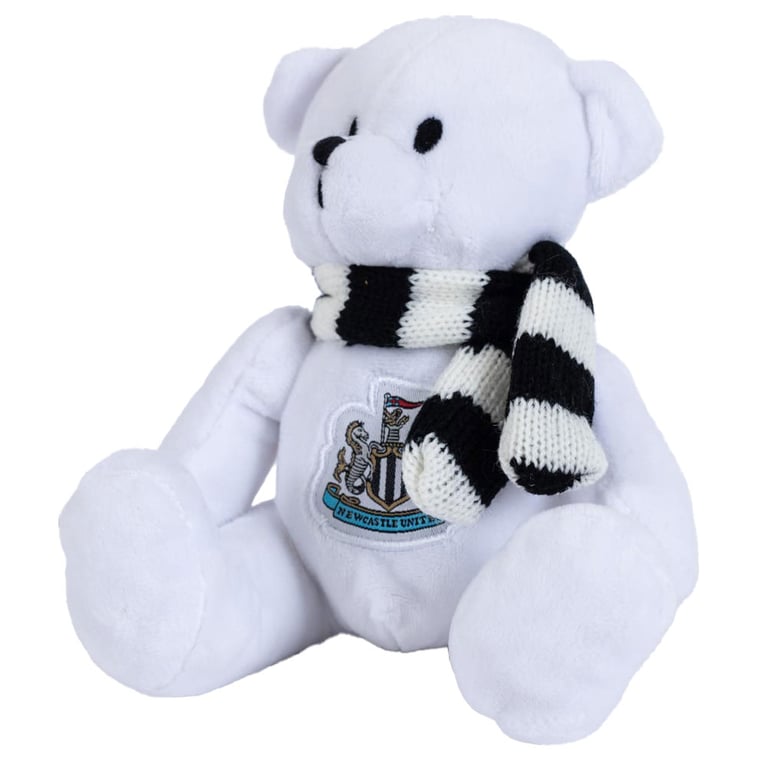 Newcastle United FC Maisie Bear White Plush Football Club Crest Bear