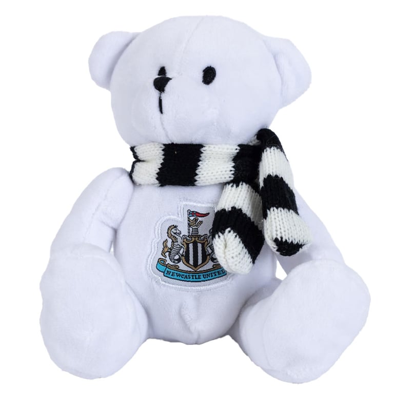 Newcastle United FC Maisie Bear White Plush Football Club Crest Bear