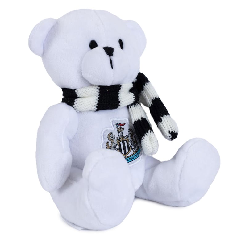 Newcastle United FC Maisie Bear White Plush Football Club Crest Bear
