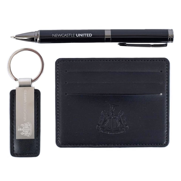 Newcastle United FC Luxury Leather Wallet & Gift Set - Executive Key Fob, Pen & Card Holder