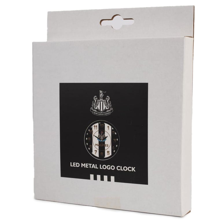 Newcastle United FC LED Stripe Metal Wall Clock - Battery Operated with Club Crest Design