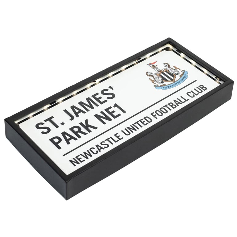 Newcastle United FC Metal LED Street Sign - Battery Operated Home Decor Sign