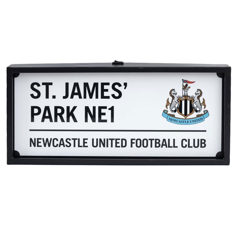 Newcastle United FC Metal LED Street Sign - Battery Operated Home Decor Sign