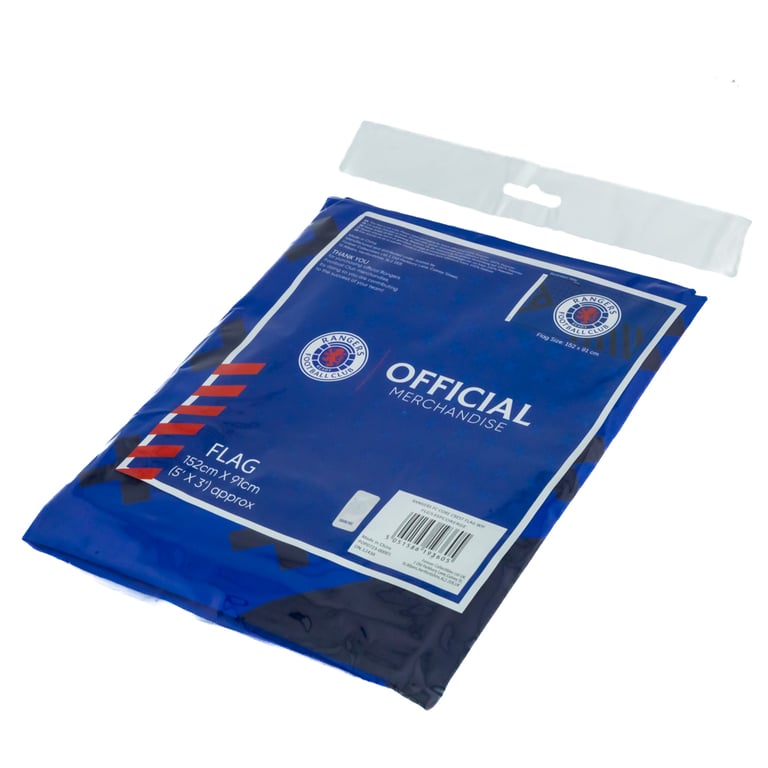 Rangers FC Royal Blue Full Colour Crest Flag - 100 Polyester Wall Hanging