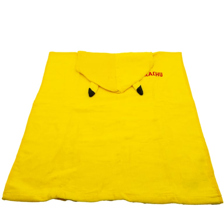 Pokemon Kids 100 Cotton Hooded Poncho with Pikachu Embroidery