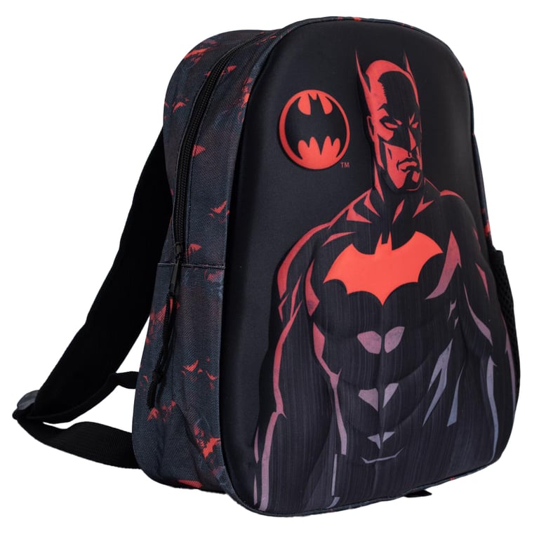 Batman Junior Backpack - 3D Design, Padded Shoulder Straps, Wipe Clean Polyester