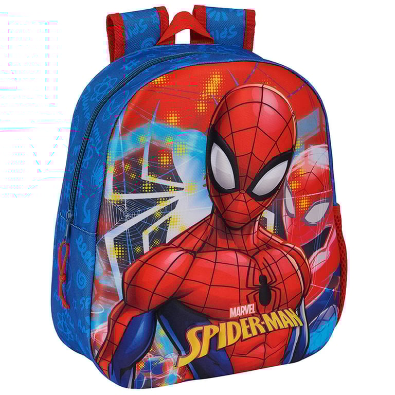 Spider-Man Junior 3D Backpack - Blue Superhero Kids Bag with Easy Access and Padded Straps