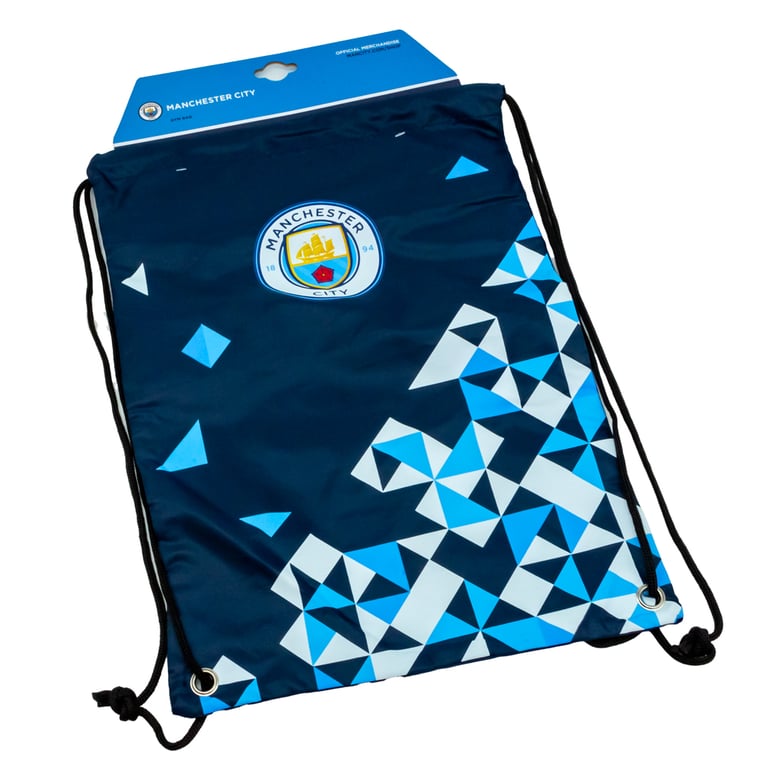 Manchester City FC Particle Design Gym Bag - Wipe Clean Polyester with Club Crest and Metal Eyelets