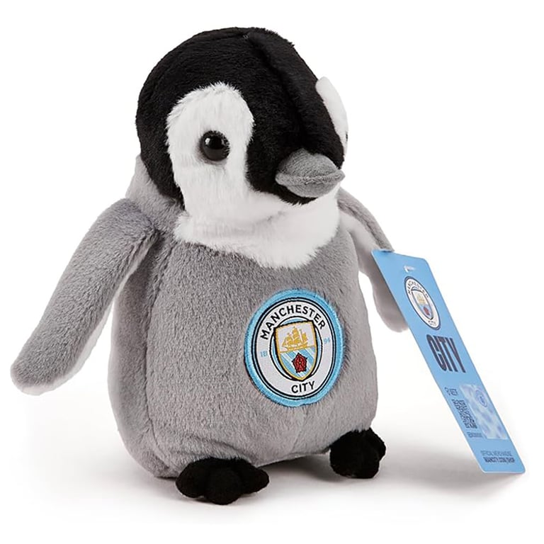 Manchester City FC Plush Penguin - Soft 100 Polyester Cuddle Toy with Woven Club Crest