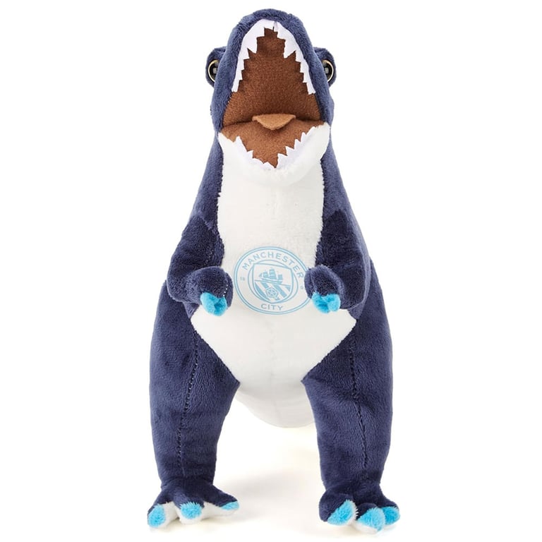 Manchester City FC Navy and White T-Rex Plush Toy with City Crest