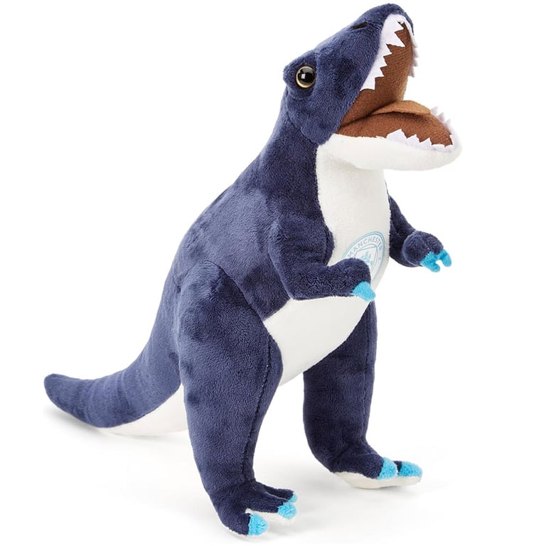 Manchester City FC Navy and White T-Rex Plush Toy with City Crest