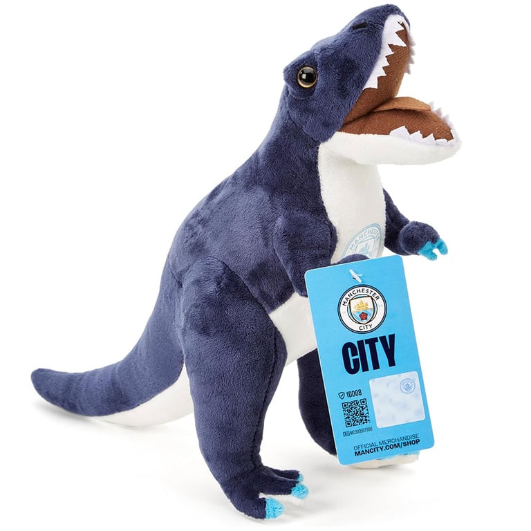 Manchester City FC Navy and White T-Rex Plush Toy with City Crest