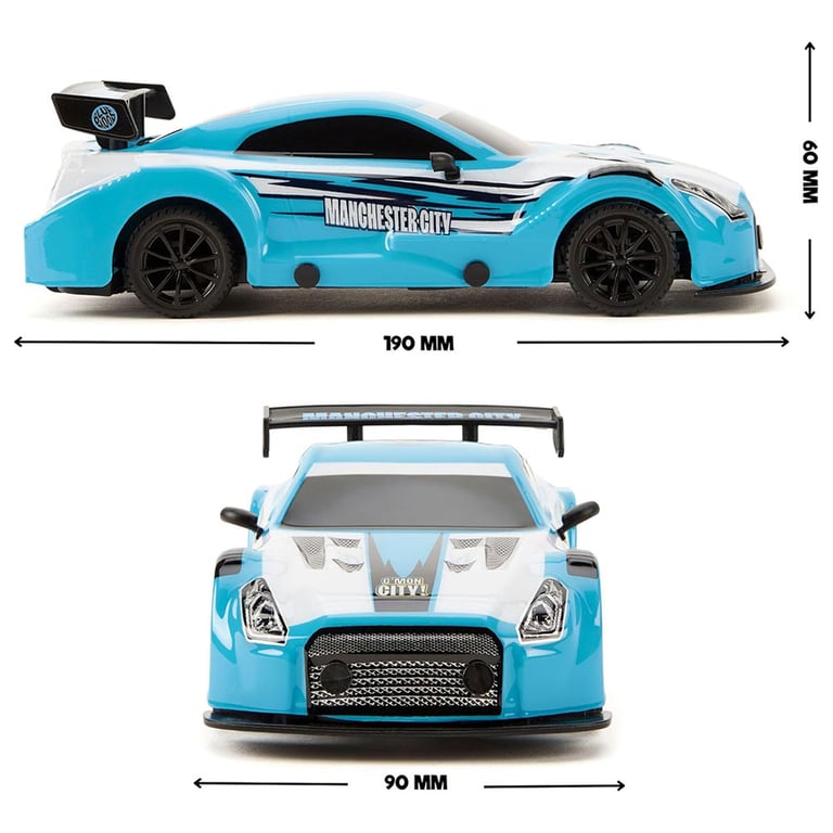 Manchester City FC 1:24 Scale Radio Control Sportscar Toy Car with LED Headlights and Remote Control
