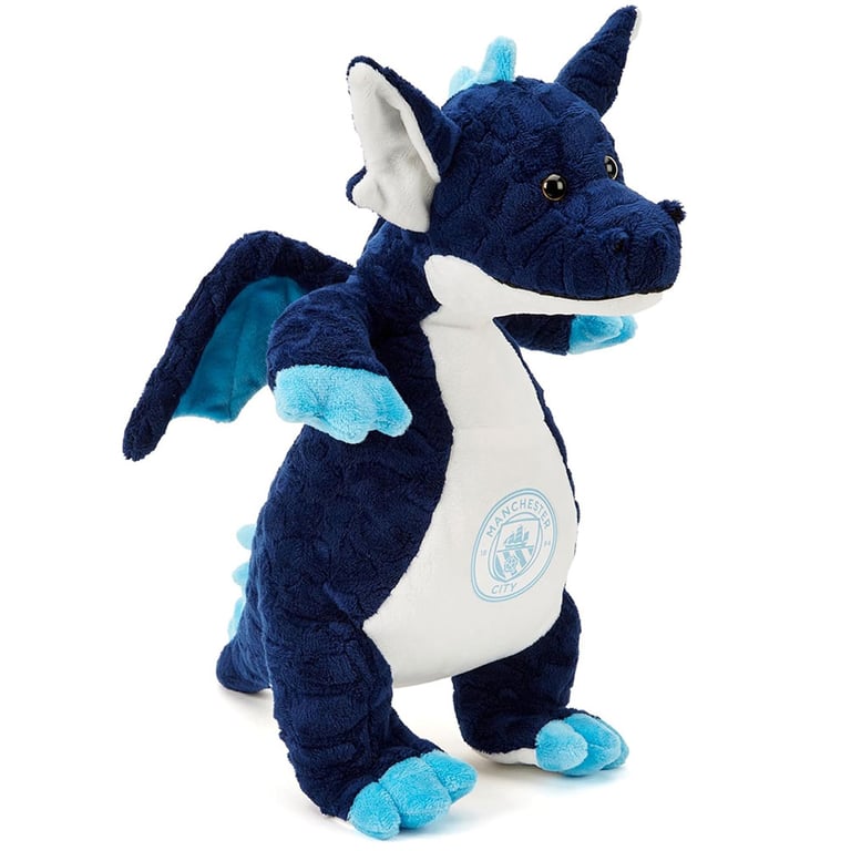 Manchester City FC Plush Dragon - Soft 100 Polyester Toy with Navy and White Design and Standing Position
