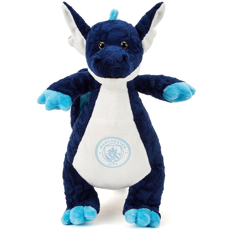 Manchester City FC Plush Dragon - Soft 100 Polyester Toy with Navy and White Design and Standing Position