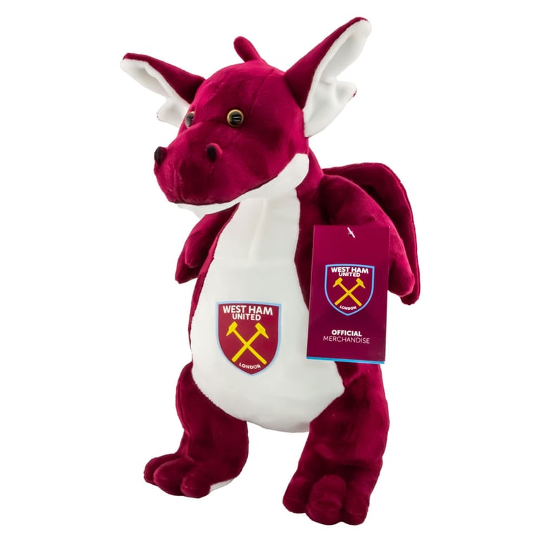 West Ham United FC Plush Claret and White Dragon Toy - Official Crest Design, 100 Polyester