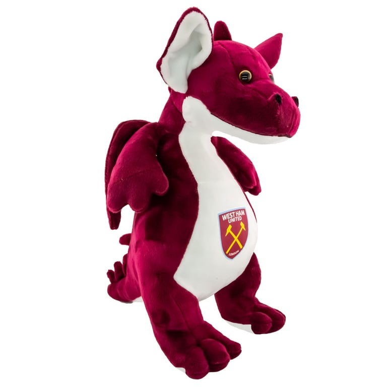 West Ham United FC Plush Claret and White Dragon Toy - Official Crest Design, 100 Polyester