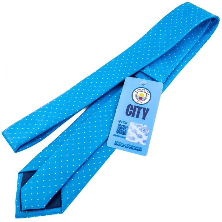 Manchester City FC Sky Blue Polyester Tie with Embroidered Crest