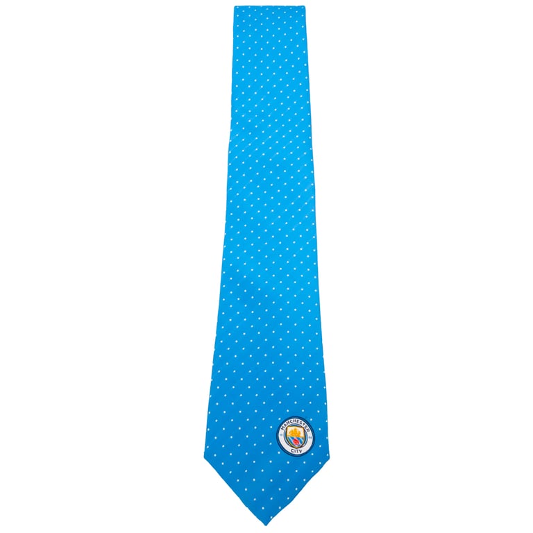 Manchester City FC Sky Blue Polyester Tie with Embroidered Crest