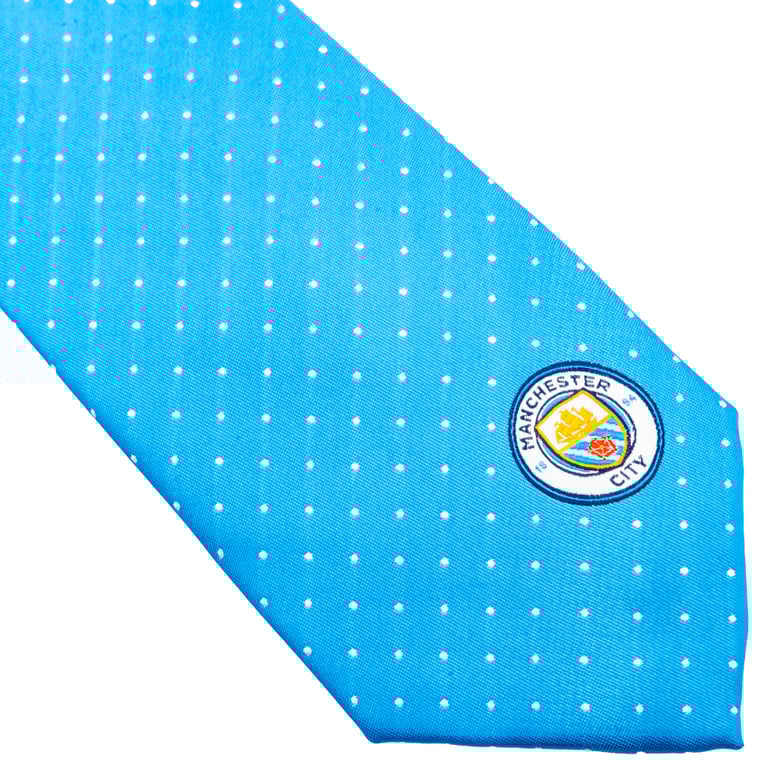 Manchester City FC Sky Blue Polyester Tie with Embroidered Crest