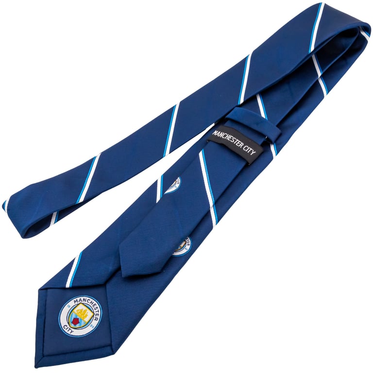 Manchester City FC Navy Blue Stripe Tie with Embroidered Crest