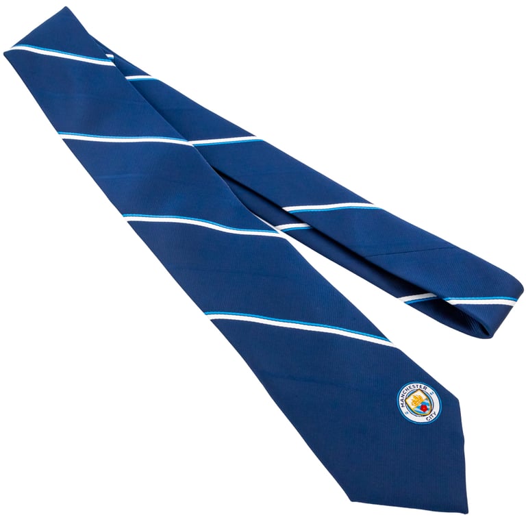 Manchester City FC Navy Blue Stripe Tie with Embroidered Crest