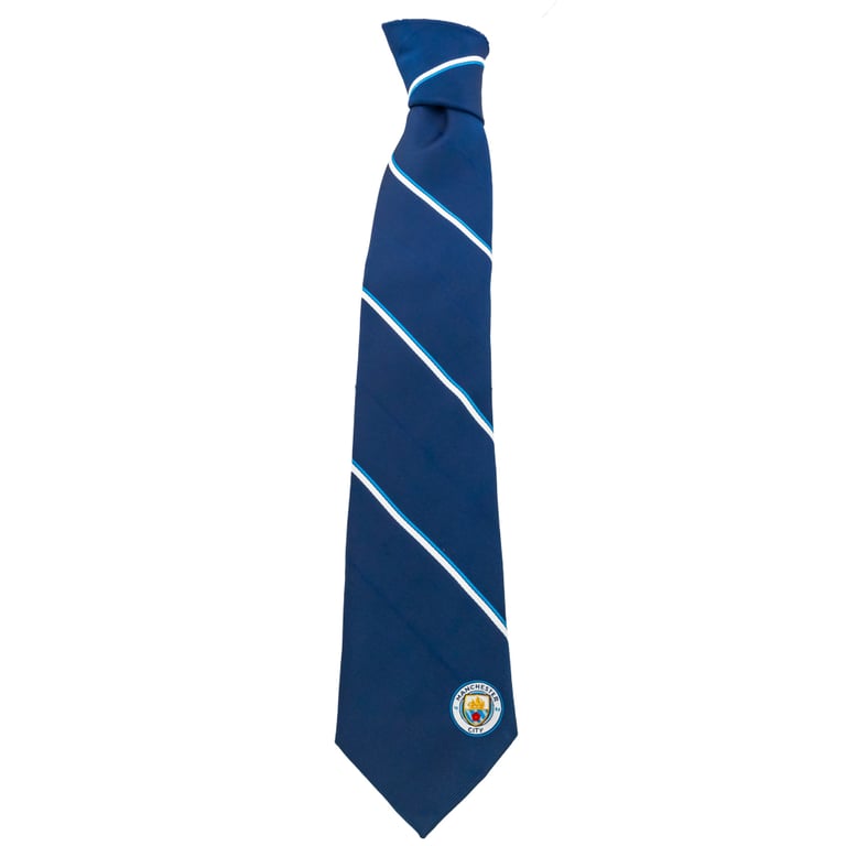 Manchester City FC Navy Blue Stripe Tie with Embroidered Crest
