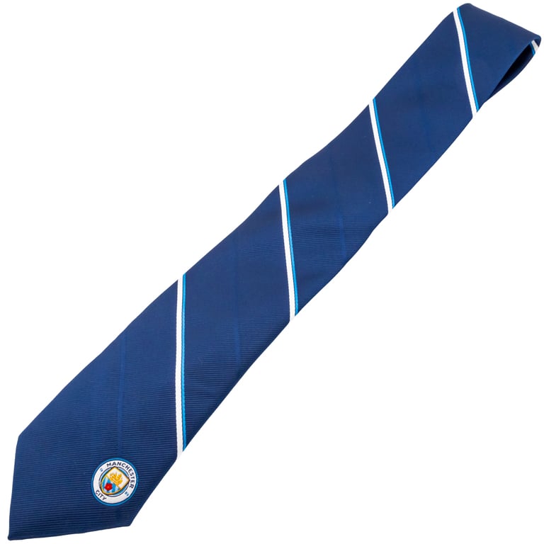 Manchester City FC Navy Blue Stripe Tie with Embroidered Crest