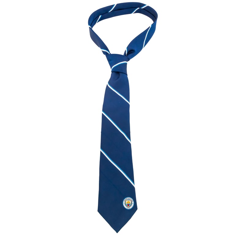 Manchester City FC Navy Blue Stripe Tie with Embroidered Crest