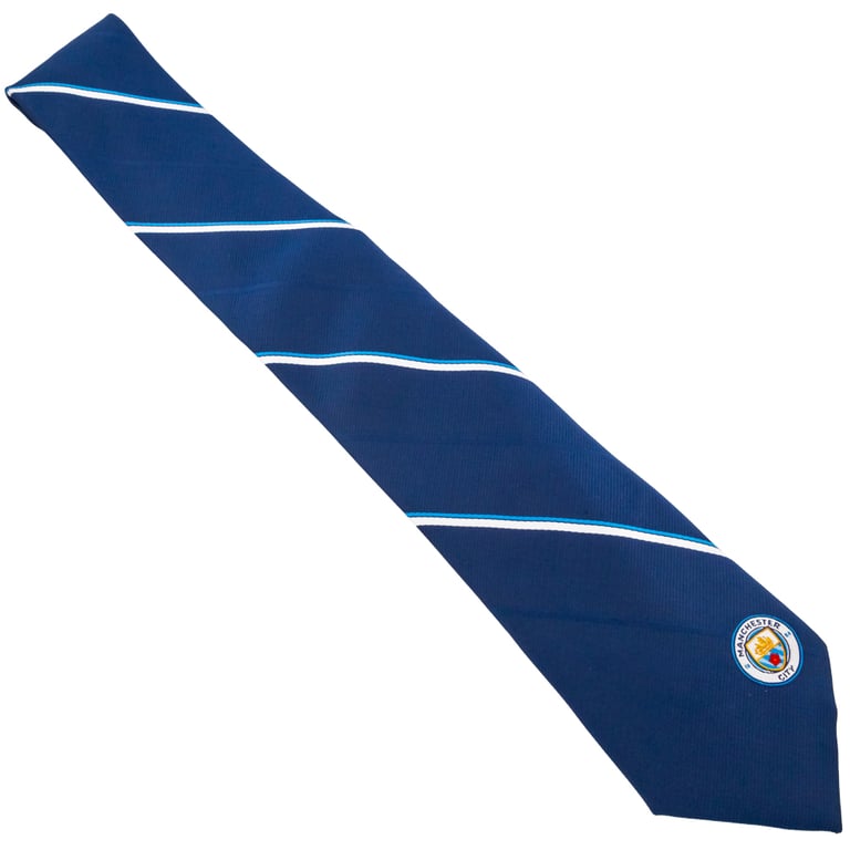 Manchester City FC Navy Blue Stripe Tie with Embroidered Crest