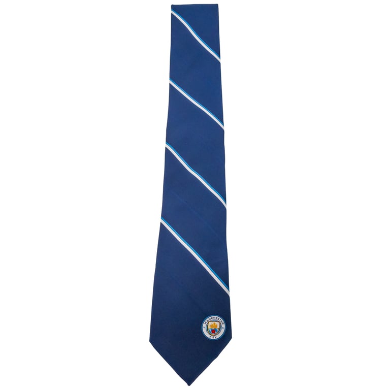 Manchester City FC Navy Blue Stripe Tie with Embroidered Crest