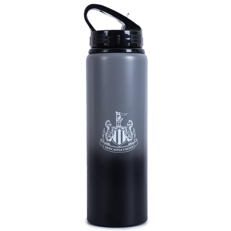 Newcastle United FC Aluminium Drinks Bottle XL - Grey & Black Design with Canteen Quench Cap and Closable Spout