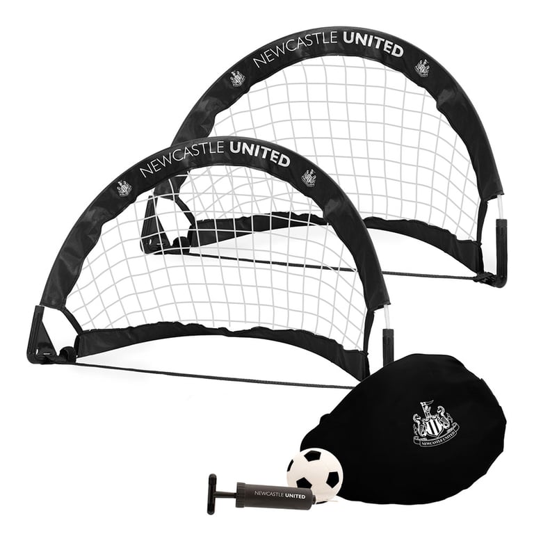 Newcastle United FC Skill Goal Set - 2 Foldable Goals, Hand Pump & Carry Bag Included