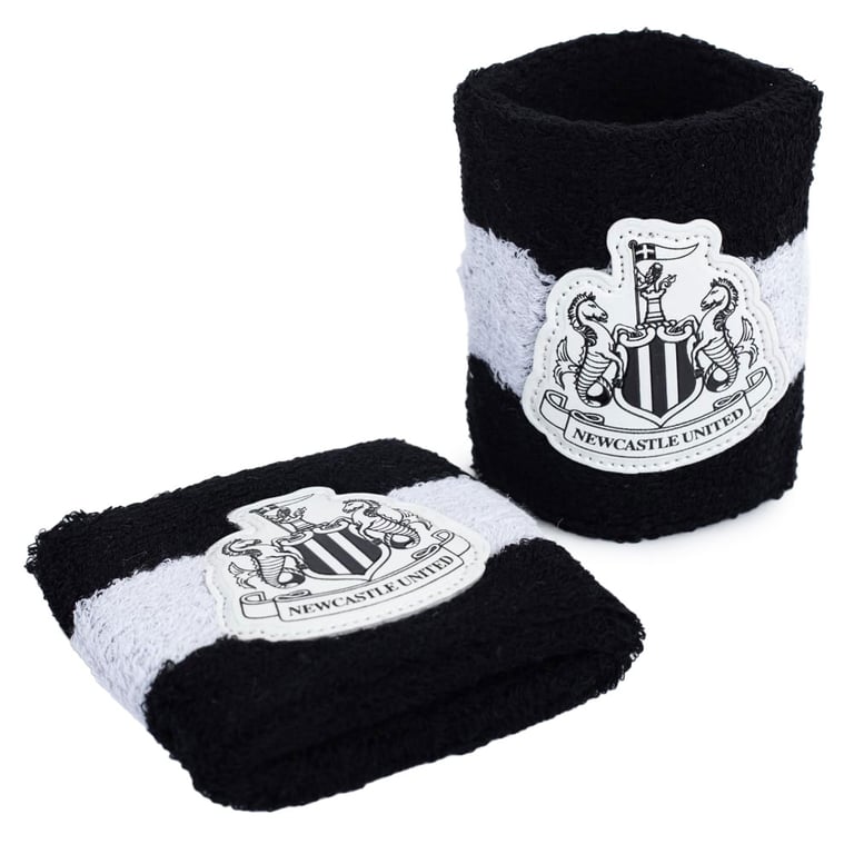 Newcastle United FC Official Elasticated Wristbands - Black & White Club Crest Design