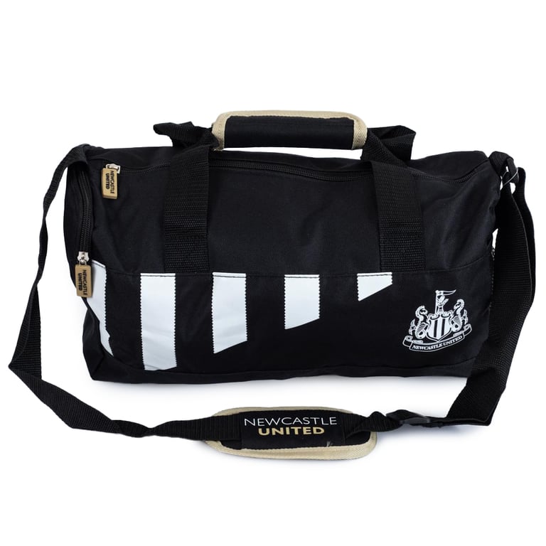 Newcastle United FC Black Stripe Duffle Bag - Large Capacity with Logo and Carry Handles