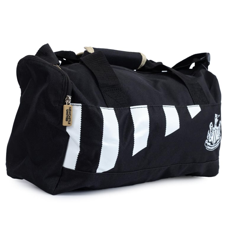 Newcastle United FC Black Stripe Duffle Bag - Large Capacity with Logo and Carry Handles