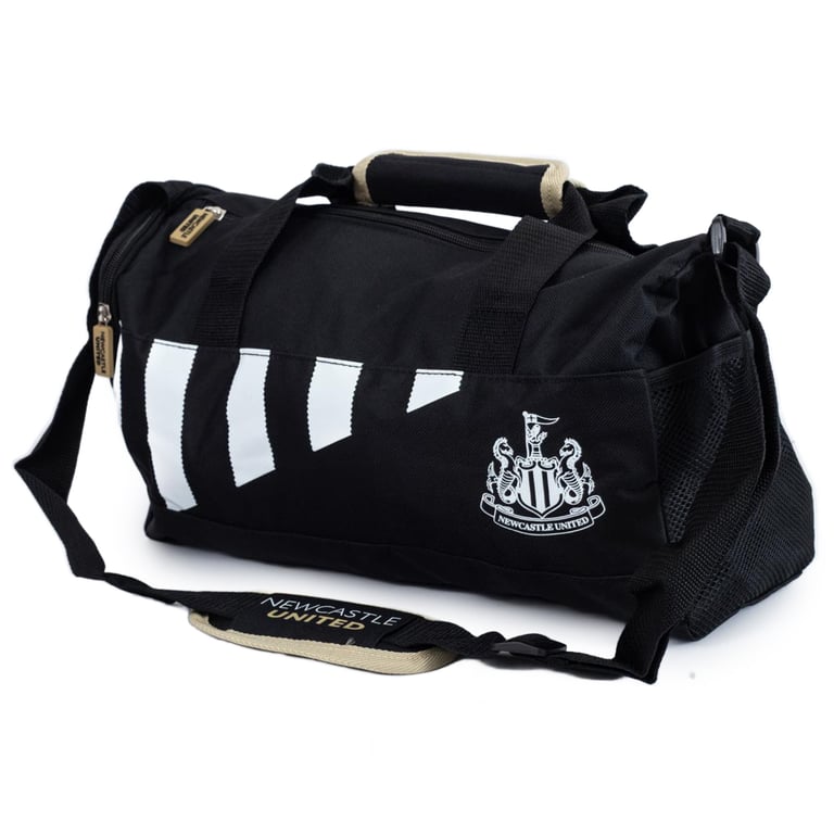 Newcastle United FC Black Stripe Duffle Bag - Large Capacity with Logo and Carry Handles
