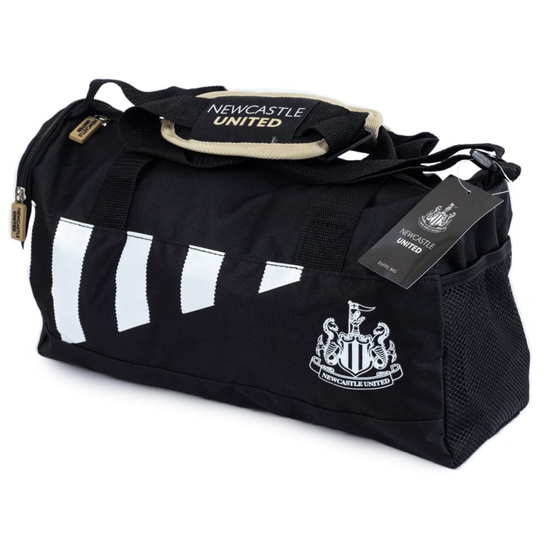 Newcastle United FC Black Stripe Duffle Bag - Large Capacity with Logo and Carry Handles