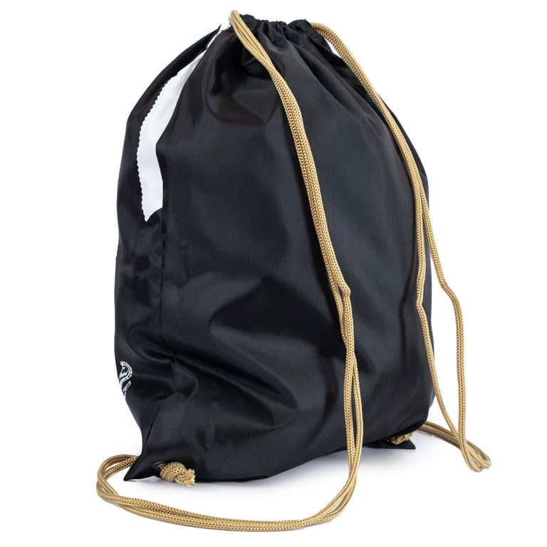 Newcastle United FC Stripe Gym Bag - White Crest Design, Black Polyester Drawstring Closure