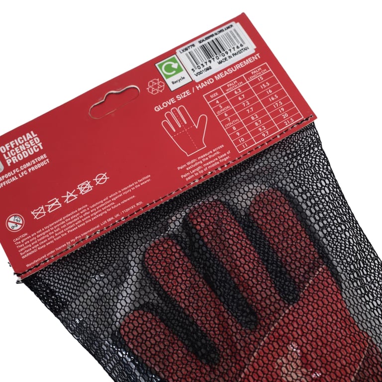 Liverpool FC Youth Goalkeeper Gloves - Latex Foam Palm & Elastic Strap Fit