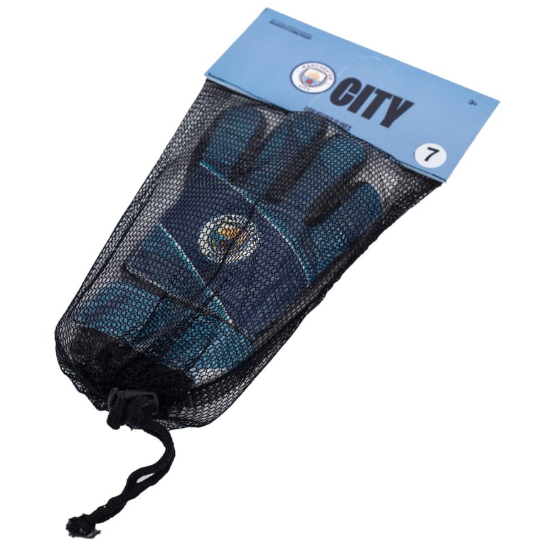 Manchester City FC Fuse Goalkeeper Gloves - Latex Foam Palm & Elastic Strap Design