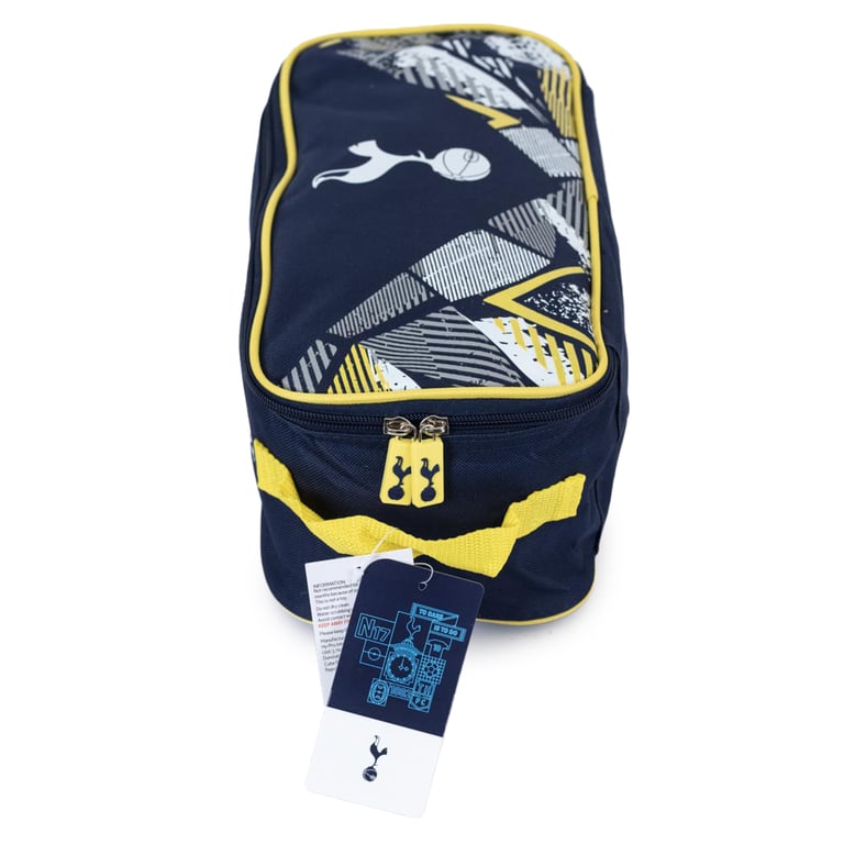 Tottenham Hotspur FC Vector Boot Bag - Navy & White Zipped Storage Case with Raised Spurs Crest