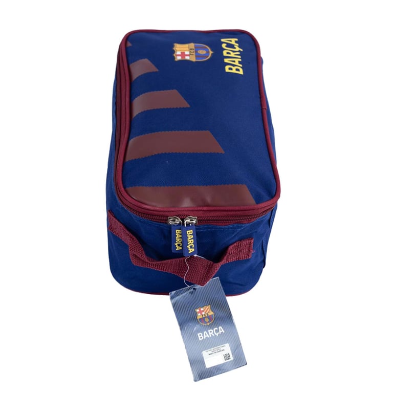 FC Barcelona Stripe Boot Bag with Full Colour Crest and Double Zipped Opening
