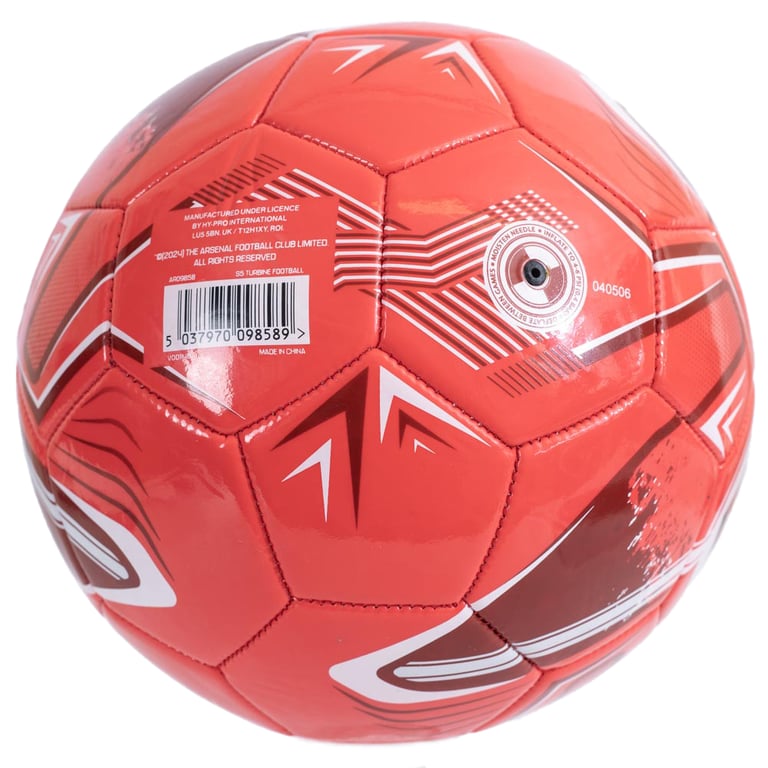 Arsenal FC Turbine 32 Panel Red & White PVC Football Ball with Full Colour Gunners Crest
