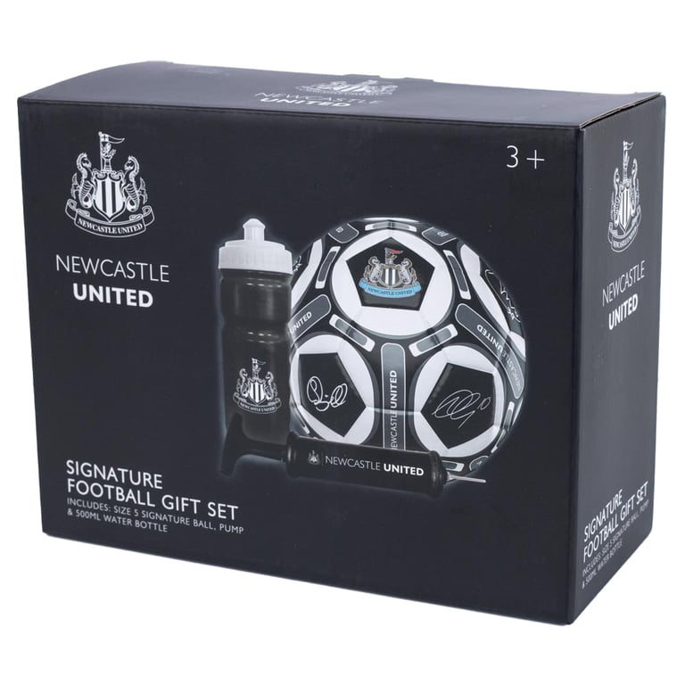 Newcastle United FC Signed Training Equipment Gift Set - Includes Football, Water Bottle & Mini Hand Pump