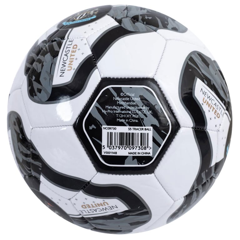 Newcastle United FC Tracer Football - 32 Panel PVC Ball with Full Colour Crests Suitable for 14 Years